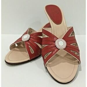 Cole Haan 7.5B red wedge heel slides sandals shoes